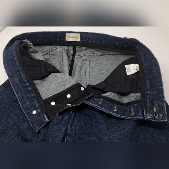 Oliver Spencer Men's Jeans Dark Blue Speckled Button Fly Size 34 Actual 35x32.5 - Picture 10 of 13